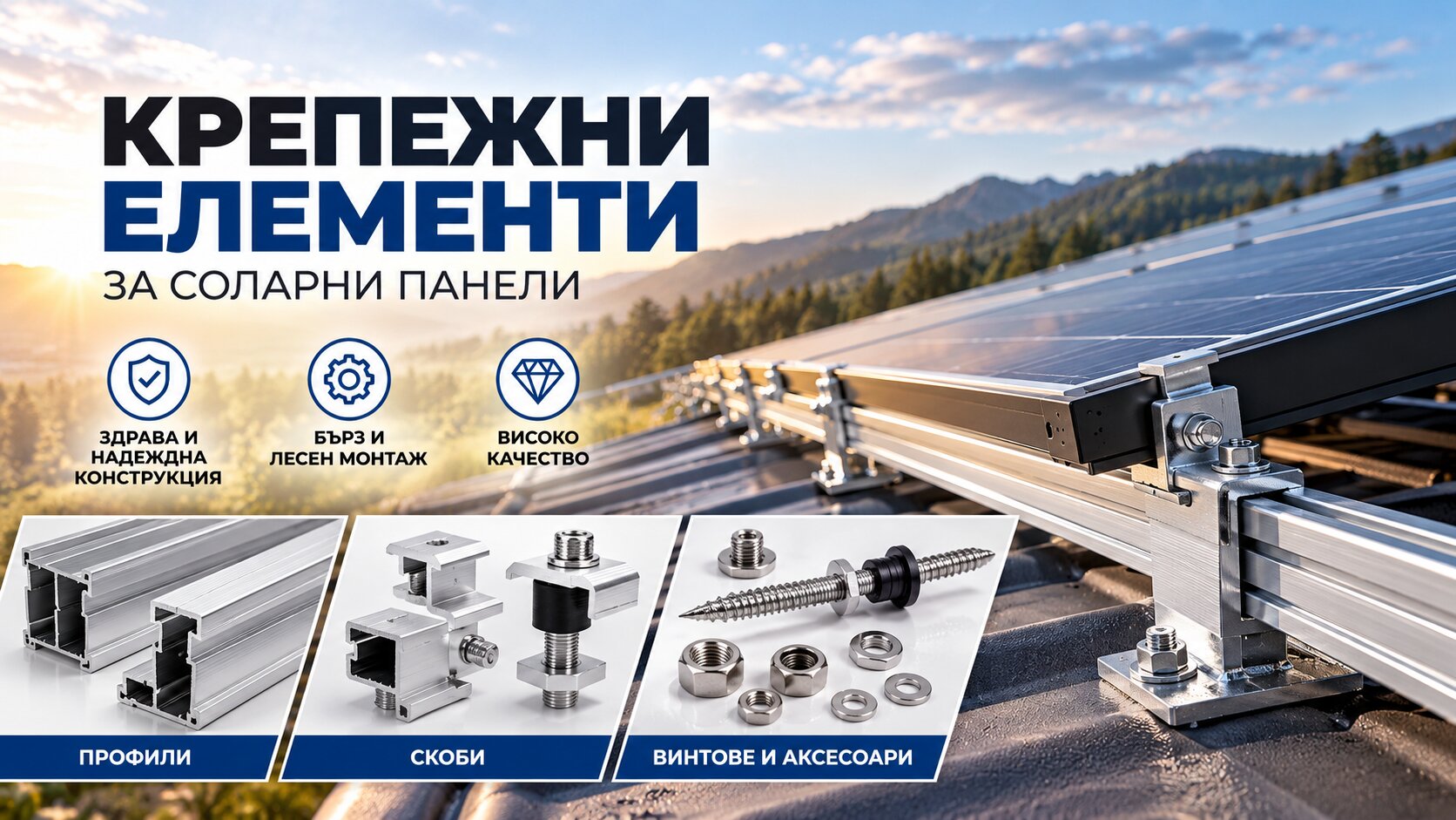 Крепежни елементи за соларни панели